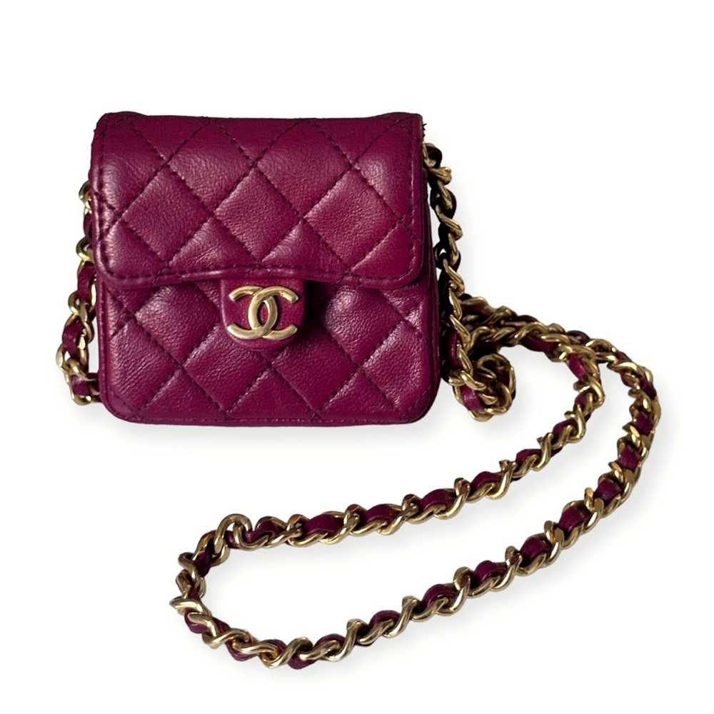 CHANEL Vintage Micro Pink Quilted Lambskin Half Flap Bag RARE - Picture 4 of 14
